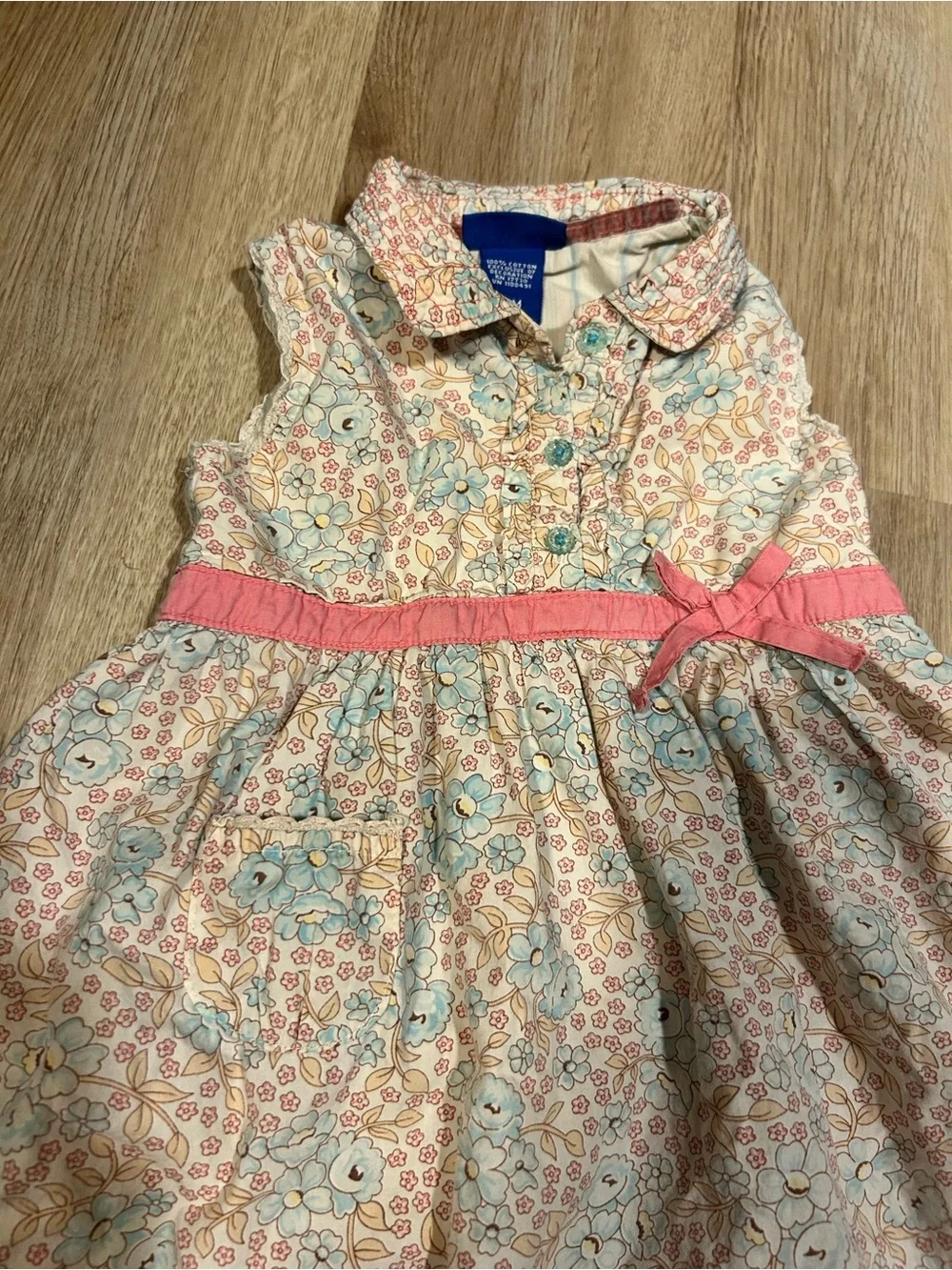 OshKosh B'gosh Pink Floral Sleeveless Dress with Bow Waistband
